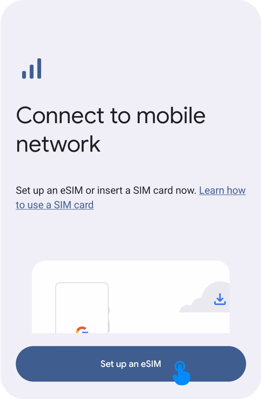 Tap Set up an eSIM